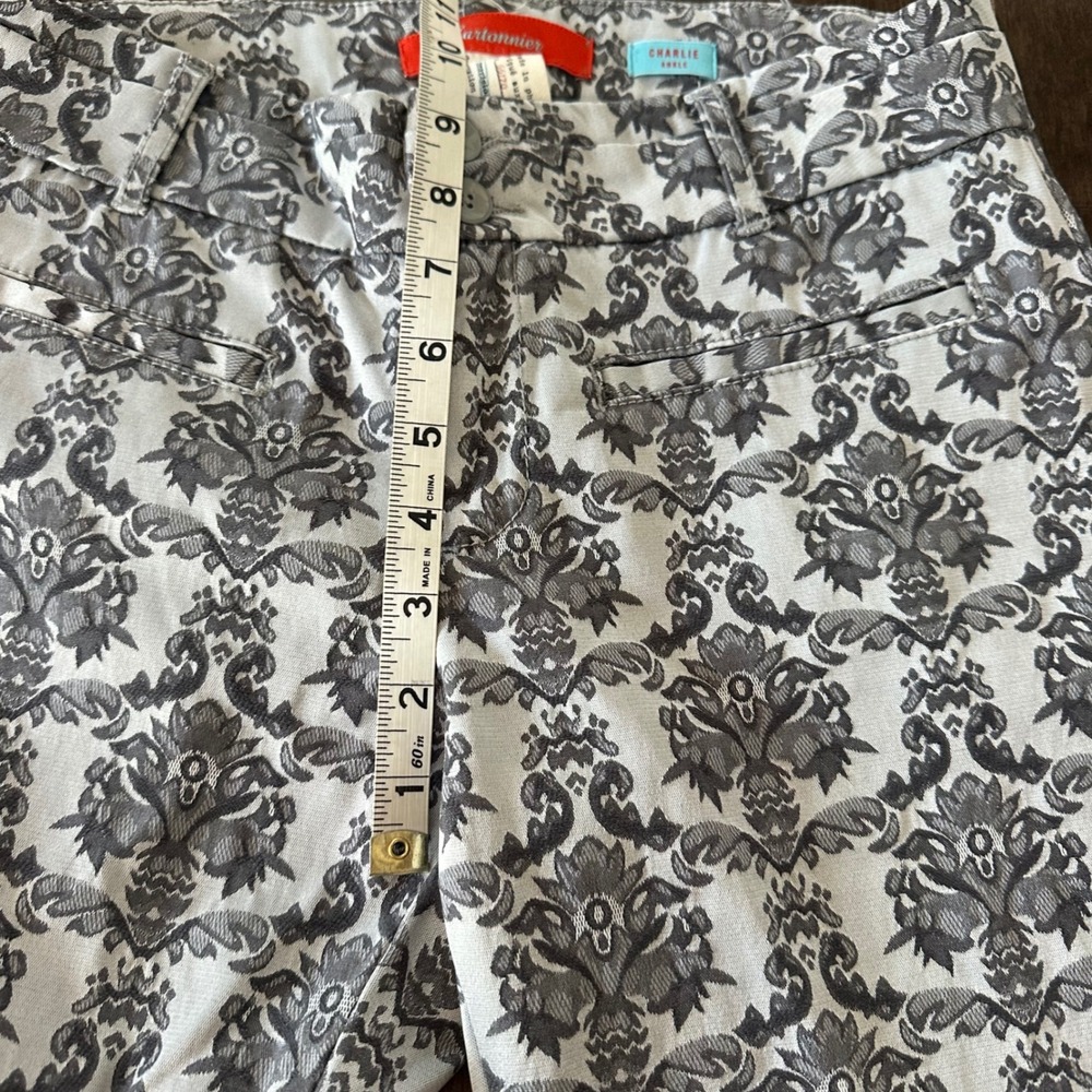 Anthropologie Cartonnier Jacquard Charlie Ankle Pants Holiday Classy Gray 4 - Picture 5 of 7